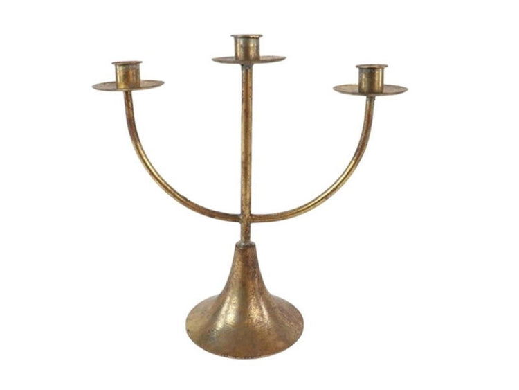 Hbx natural living kandelaar 3-armig metaal goud 30x13x30cm
