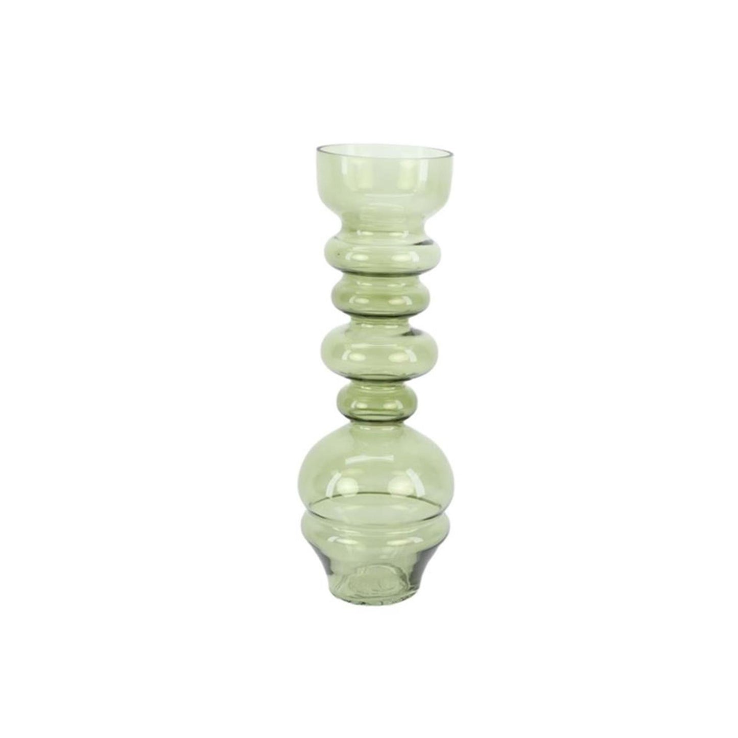 Hbx natural living vaas glas dimonde ø12xh33,5cm lichtgroen