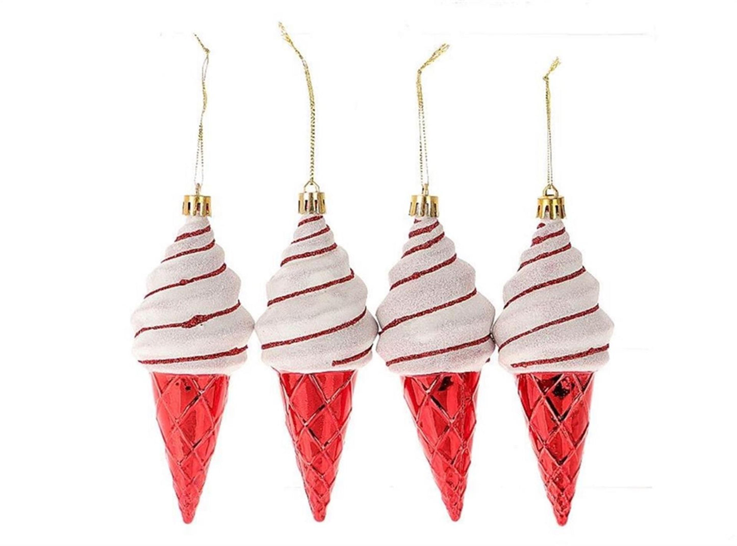 Hbx natural living kersthanger ijsje set a 4 stuks 19,1x5,2x13,2cm rood