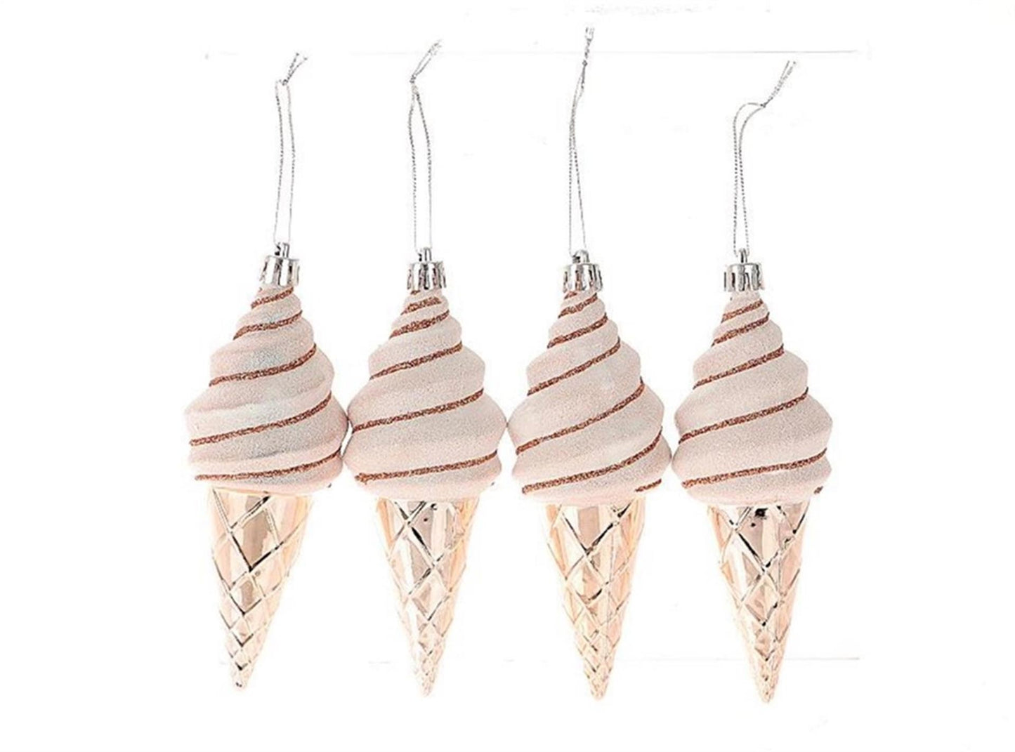 Hbx natural living kersthanger ijsje set a 4 stuks 19,1x5,2x13,2cm roze