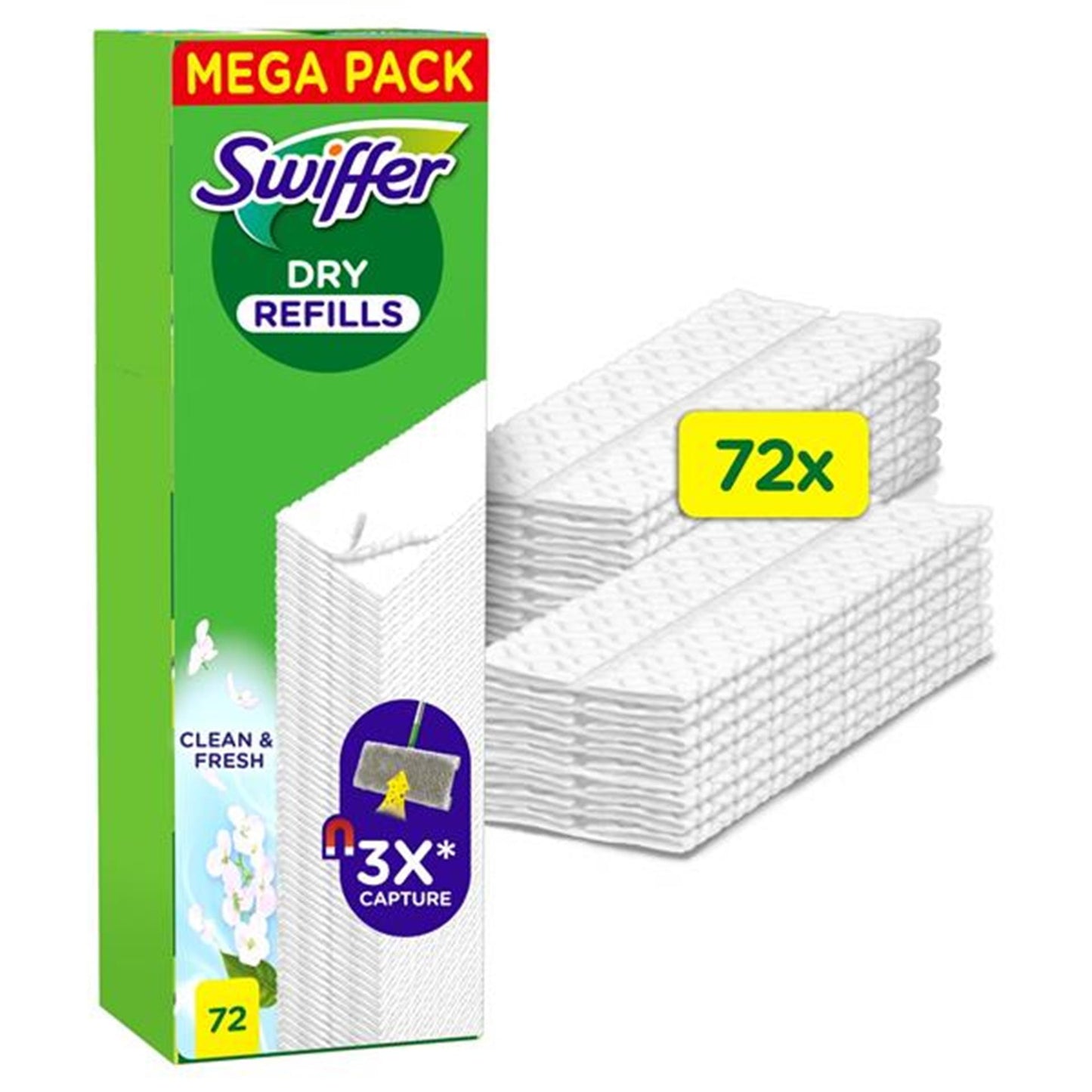 Swiffer dry fresh navulling vloerdoekjes doos a 72 stuks