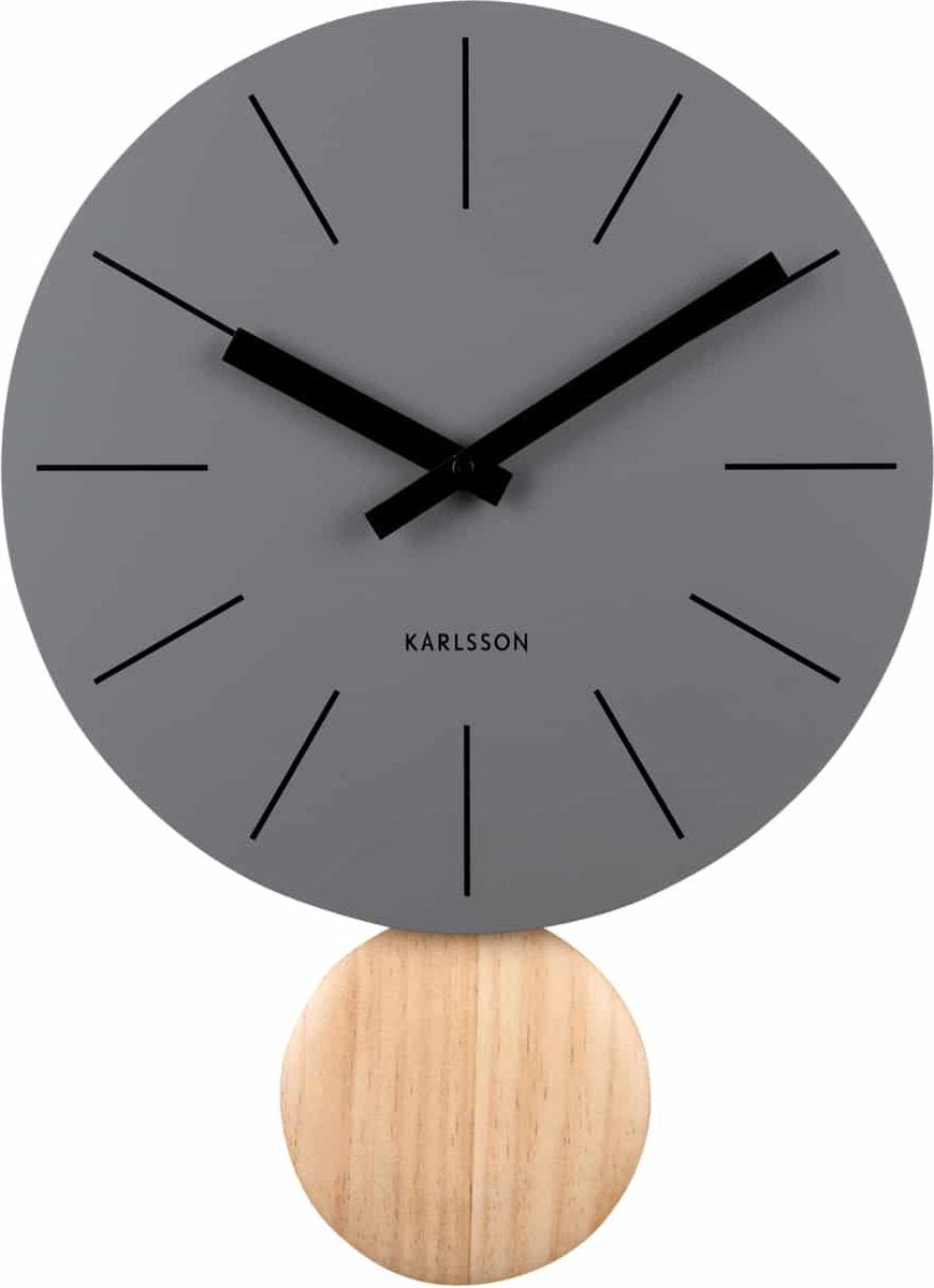 Karlsson wandklok arlo pendulum - grijs - ø30cm - wandklok scandinavisch