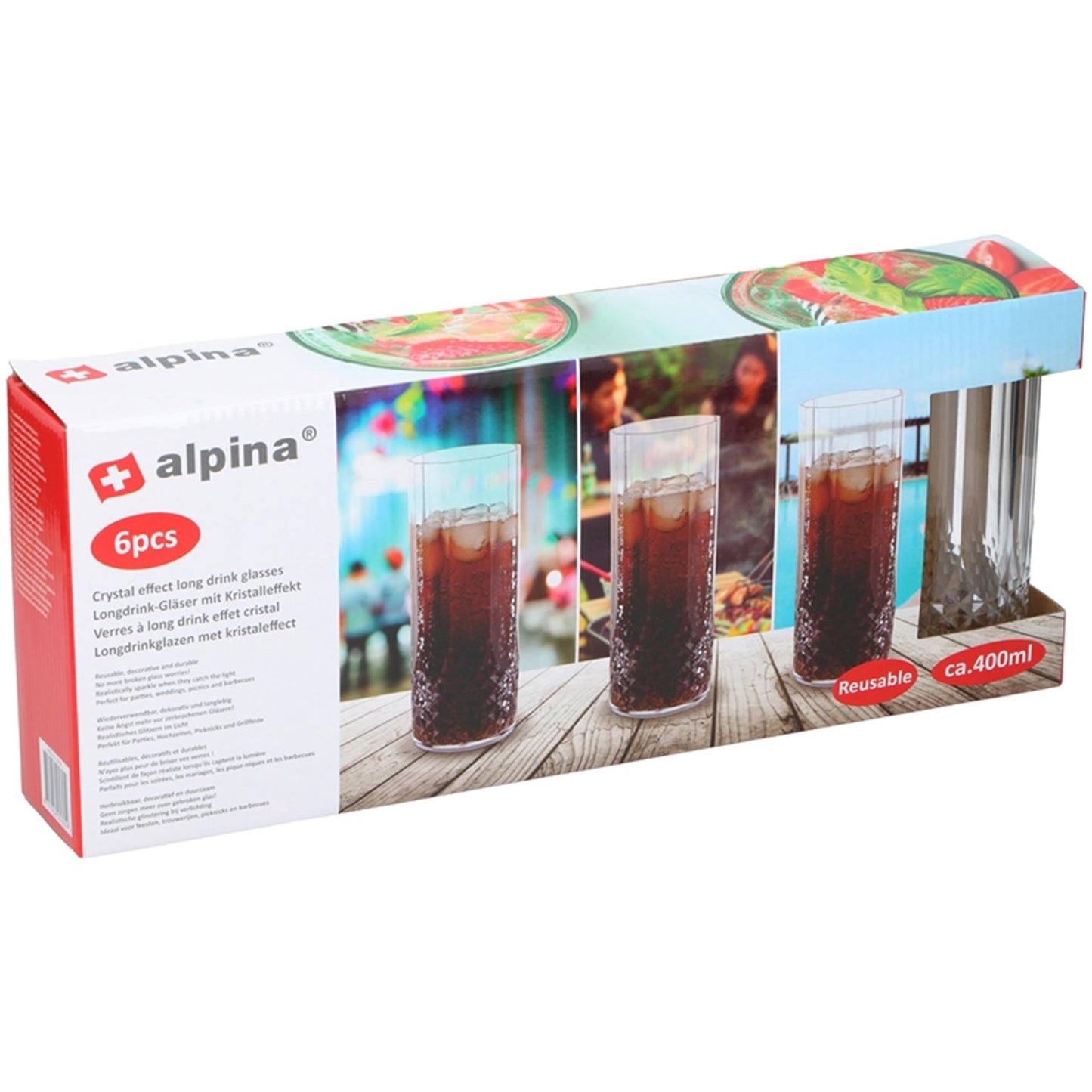 Alpina longdrinkglasset kunststof 6-delig 400ml