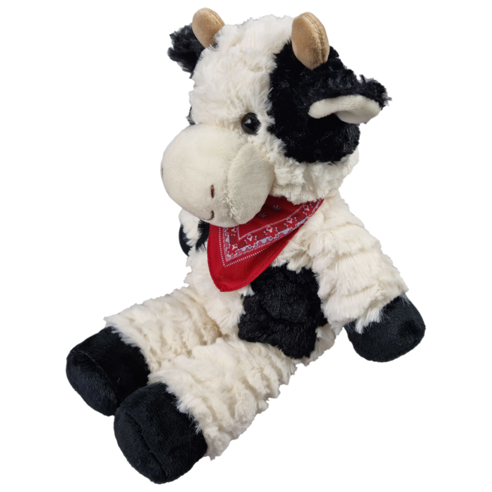 Knuffelkoe met sjaaltje. 27 cm.