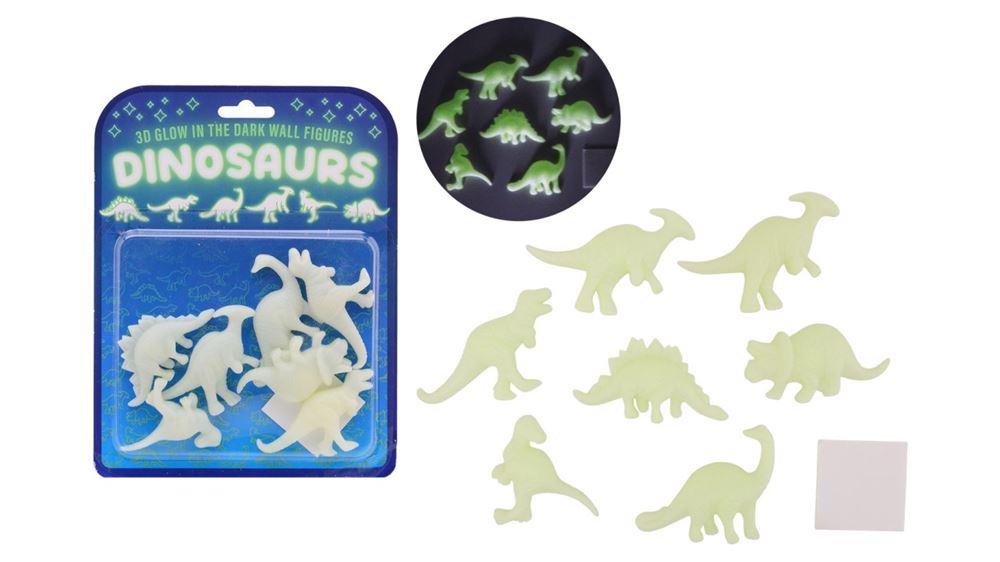 Johntoy glow in the dark 3d muur dino's, 7dlg.