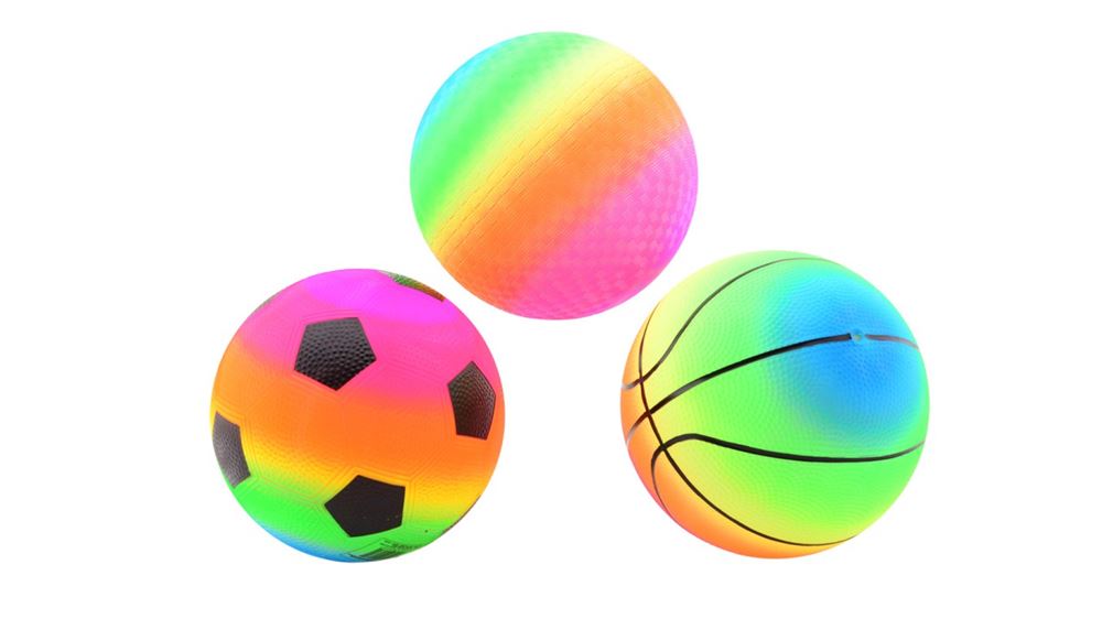 Regenboog bal, maat 5 (21 cm), 3 assorti