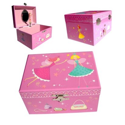 Simply for kids sieradendoos voor kinderen 2 elfjes roze muziekdoosje met dansende ballerina