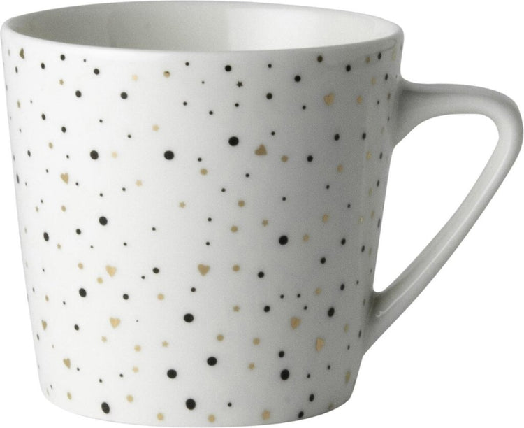Dutch rose loft zwart-wit koffiemok wit met glitters 20cl