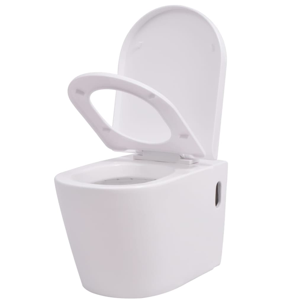 VidaXL Hangend toilet met verborgen stortbak keramiek wit