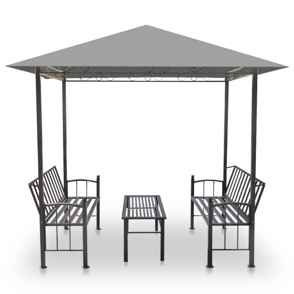 VidaXL Tuinpaviljoen met tafel en bankjes 2,5x1,5x2,4 m antraciet