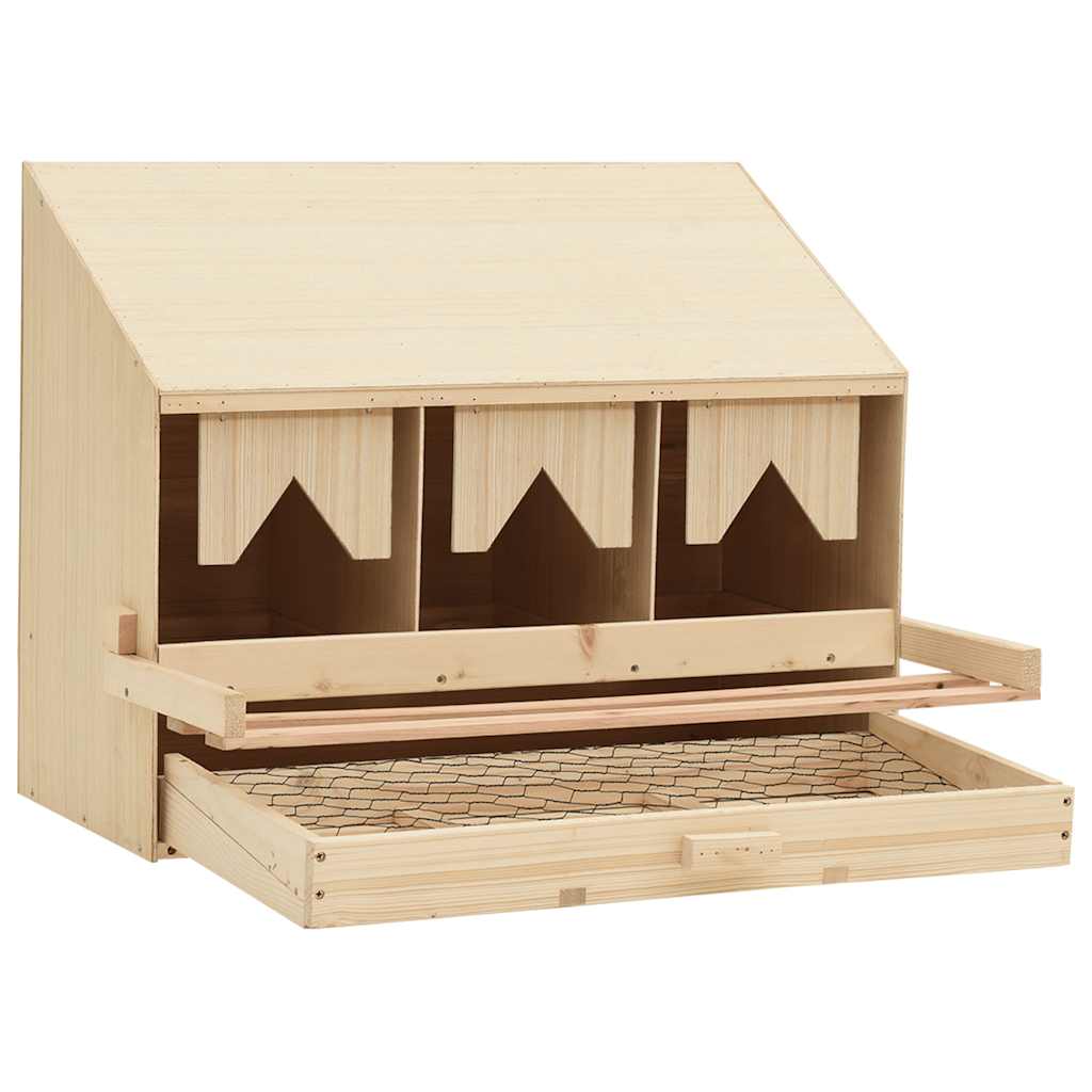 Vidaxl kippenlegkast 3 compartimenten 72x33x54 cm massief grenenhout