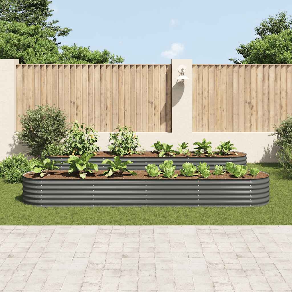 Vidaxl plantenbak verhoogd 400x80x44 cm gegalvaniseerd staal grijs