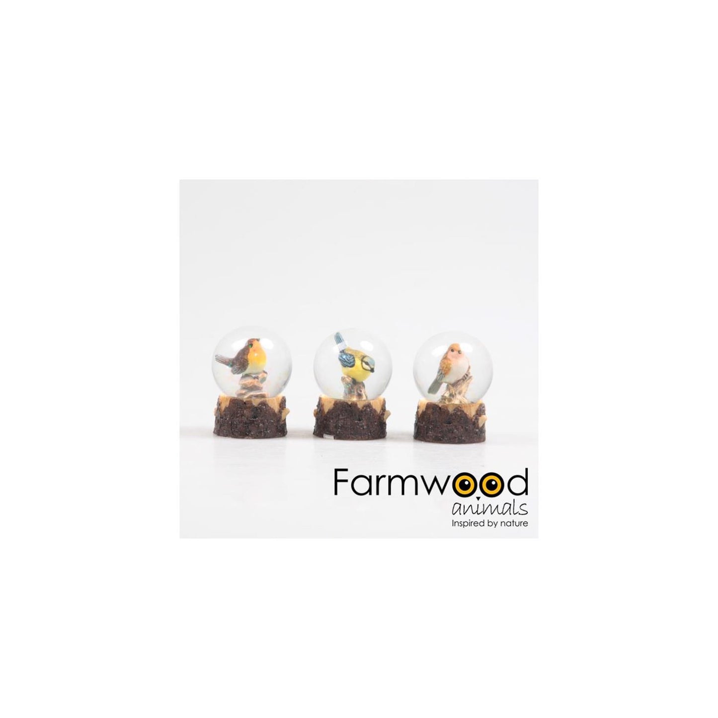 Farmwood animals vogel schudbol 4,5x4,5x6cm 3 assorti