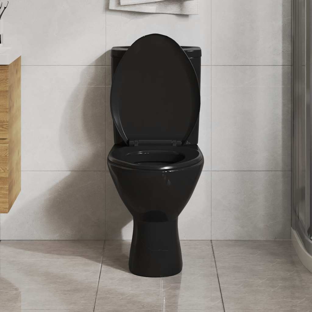 Vidaxl toiletbril soft-close met quick-release ontwerp zwart
