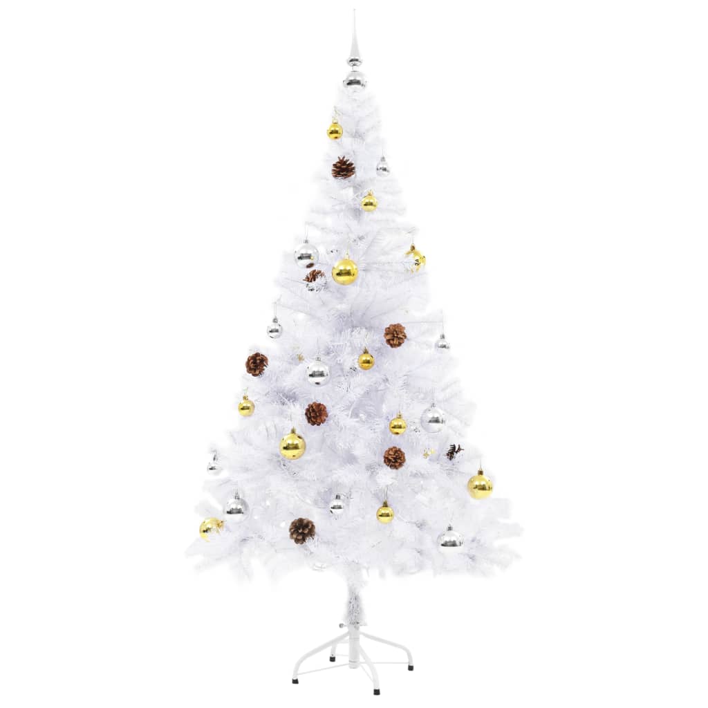 VidaXL Kunstkerstboom met verlichting en kerstballen 150 cm wit