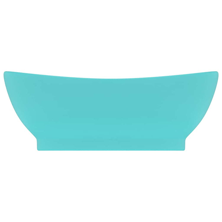 Vidaxl wastafel met overloop ovaal 58,5x39 cm keramiek mat lichtgroen