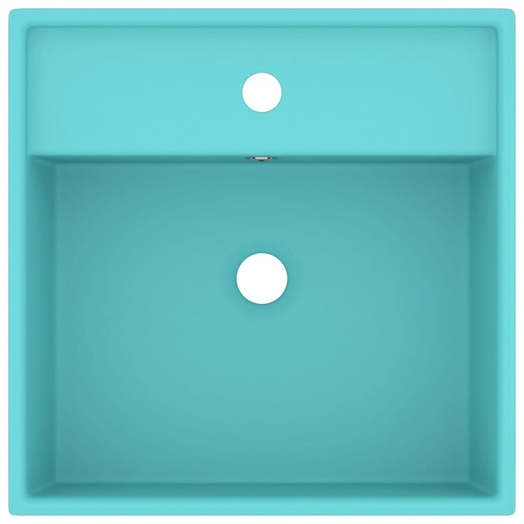 Vidaxl wastafel met overloop vierkant 41x41 cm keramiek mat lichtgroen