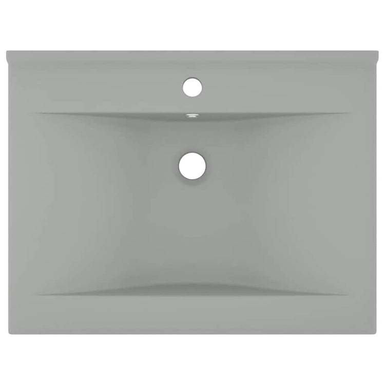 Vidaxl wastafel met kraangat 60x46 cm keramiek mat lichtgrijs