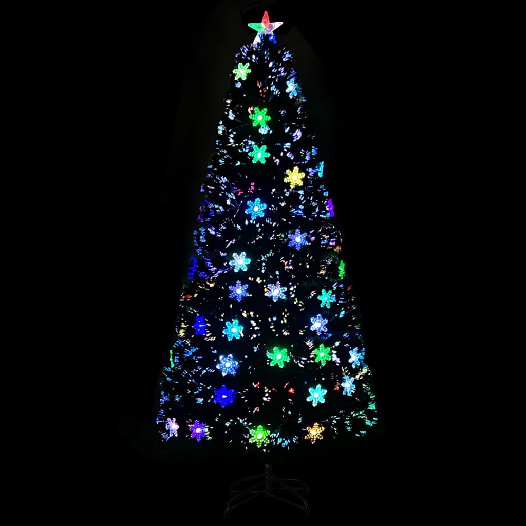 Vidaxl kerstboom met led-sneeuwvlokken 150 cm glasvezel zwart