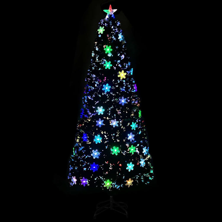 Vidaxl kerstboom met led-sneeuwvlokken 210 cm glasvezel zwart
