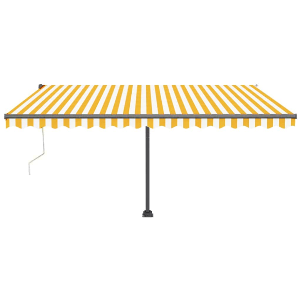 VidaXL Luifel vrijstaand automatisch 450x300 cm geel en wit
