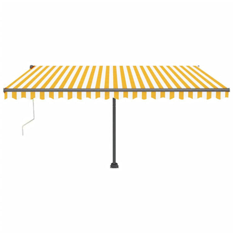VidaXL Luifel automatisch met LED en windsensor 450x300 cm geel en wit