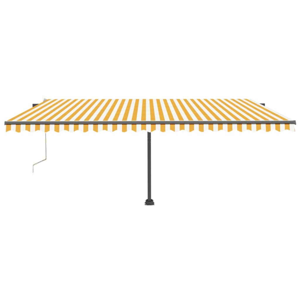 VidaXL Luifel automatisch met LED en windsensor 500x300 cm geel en wit