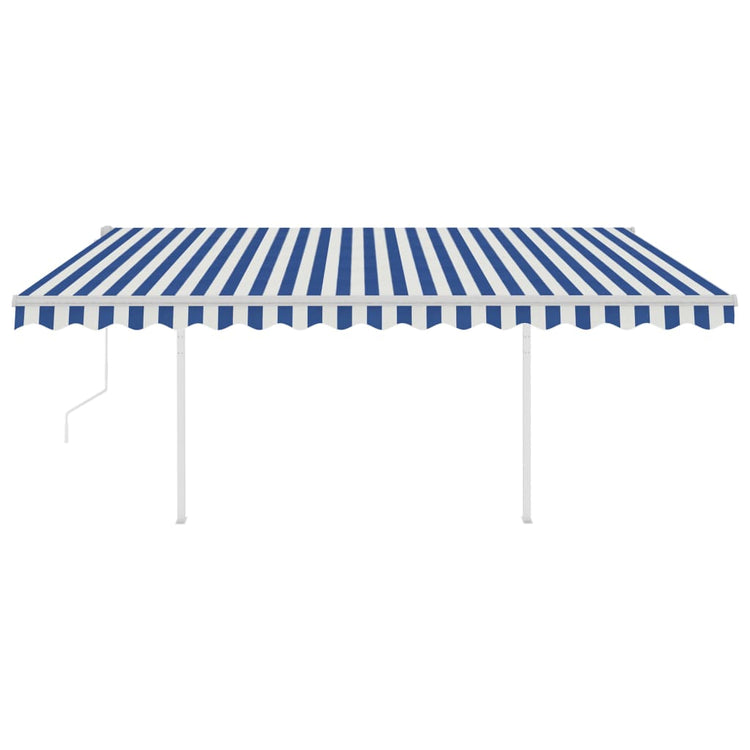 VidaXL Luifel automatisch uittrekbaar met palen 4x3 m blauw en wit