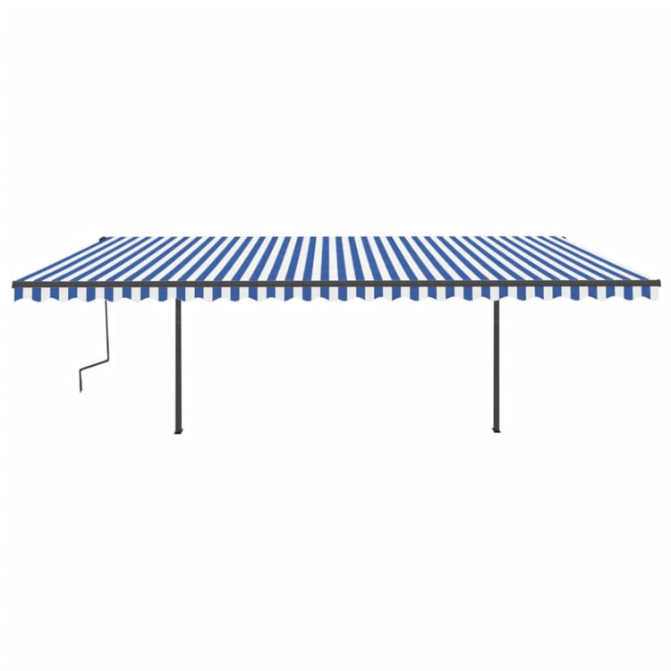 VidaXL Luifel automatisch met LED en windsensor 6x3 m blauw en wit