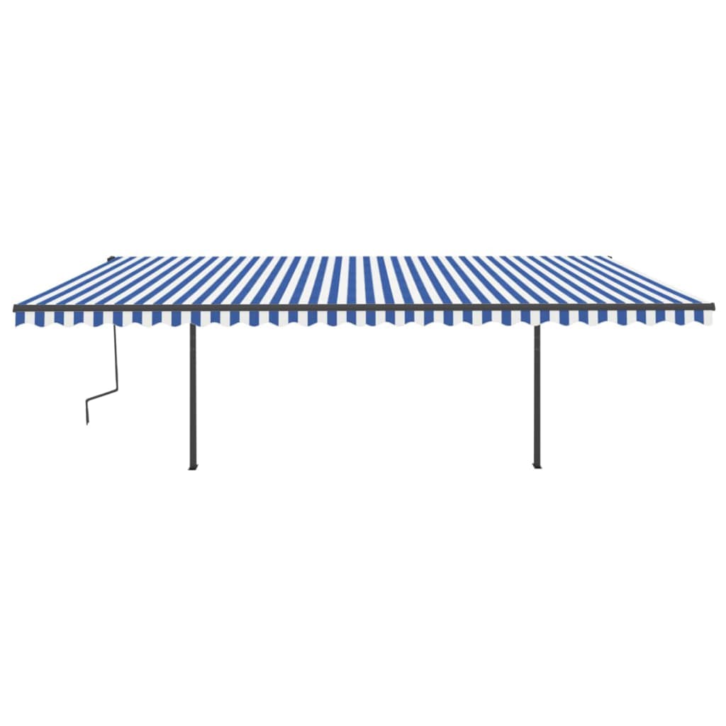 VidaXL Luifel automatisch met LED en windsensor 6x3,5 m blauw en wit