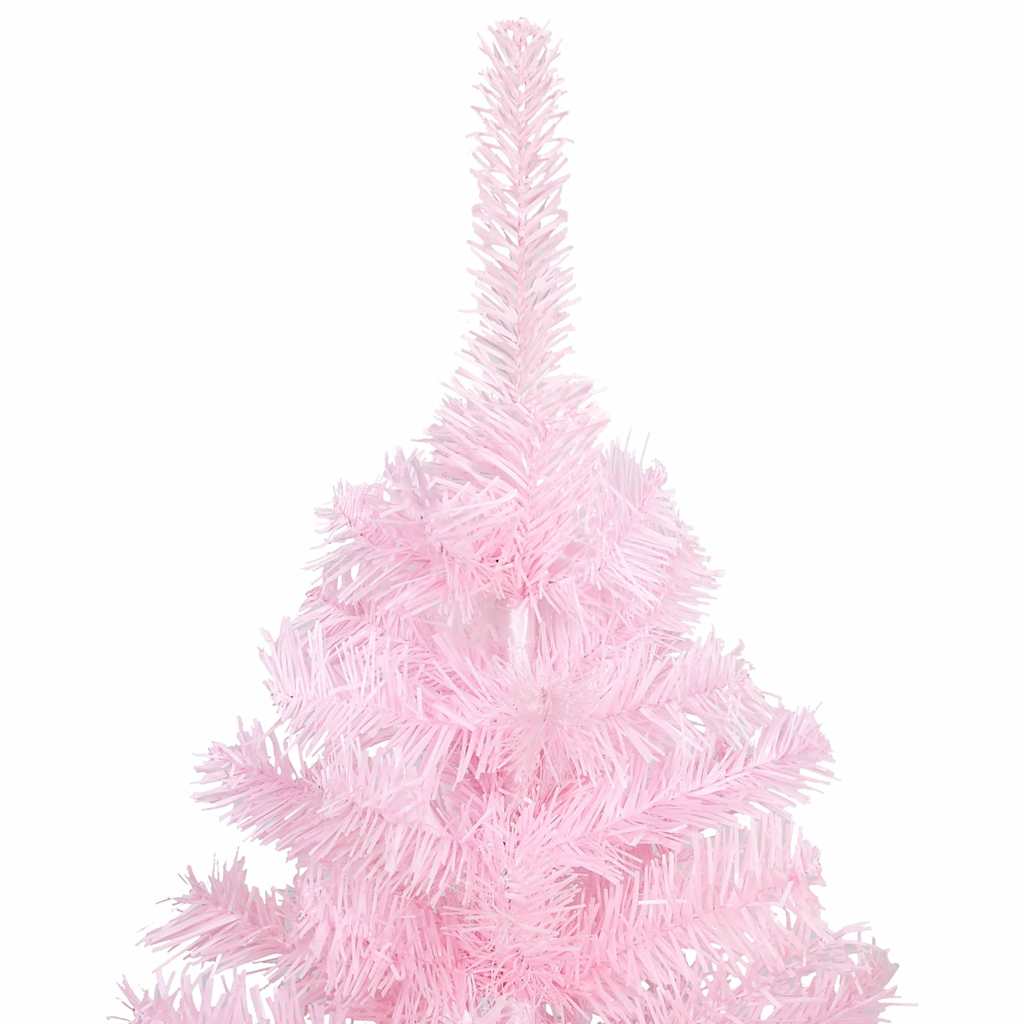 Vidaxl kunstkerstboom met verlichting en kerstballen 120 cm pvc roze