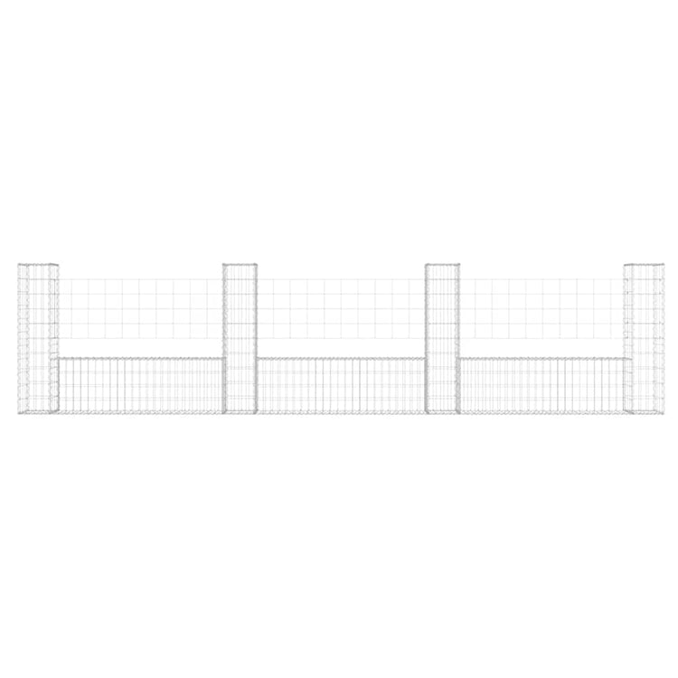 Vidaxl schanskorf u-vormig met 4 palen 380x20x100 cm ijzer