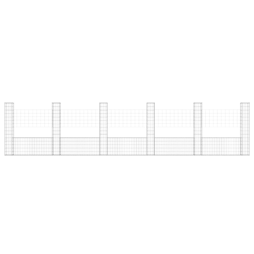 VidaXL Schanskorf U-vormig met 6 palen 620x20x150 cm ijzer