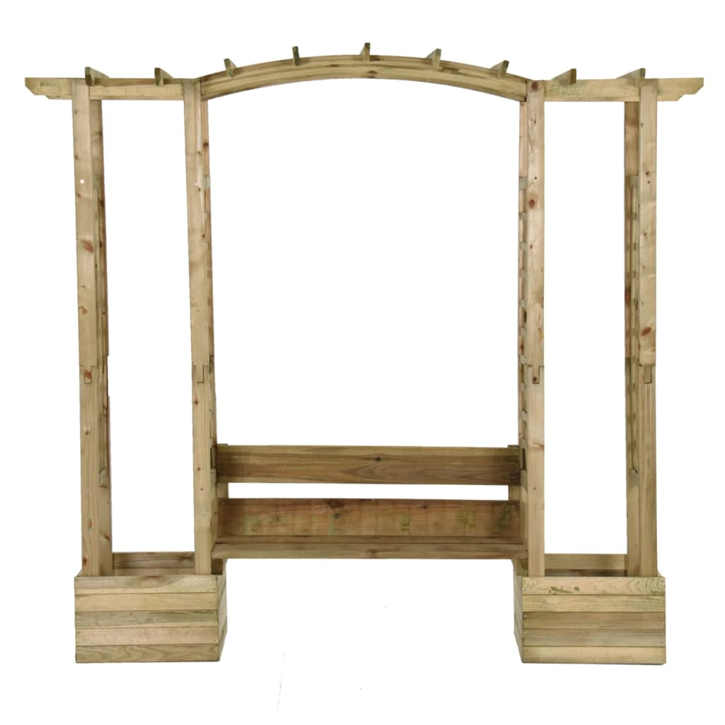 VidaXL Pergola met bank en plantenbakken geïmpregneerd grenenhout