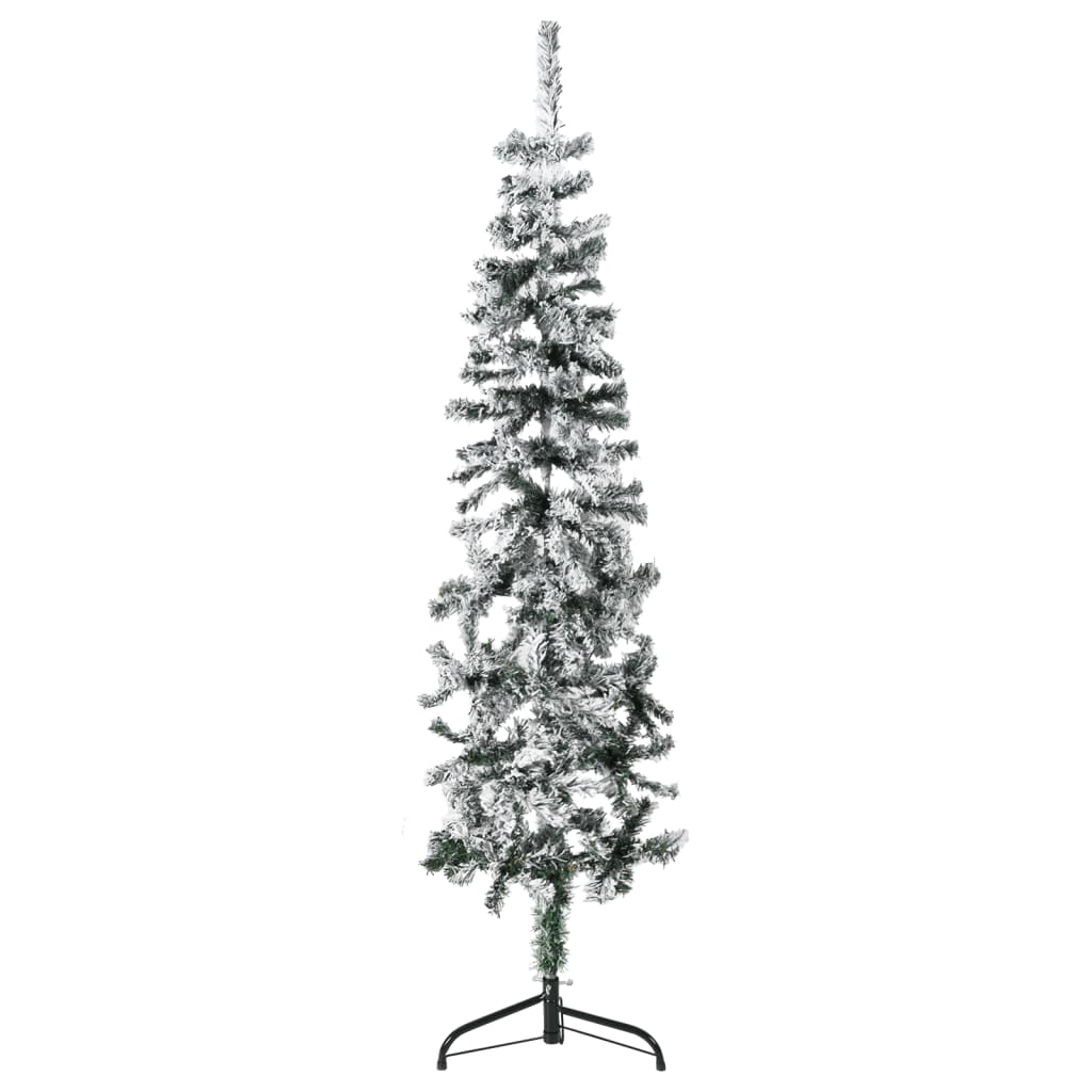 VidaXL Kunstkerstboom half met sneeuw smal 120 cm