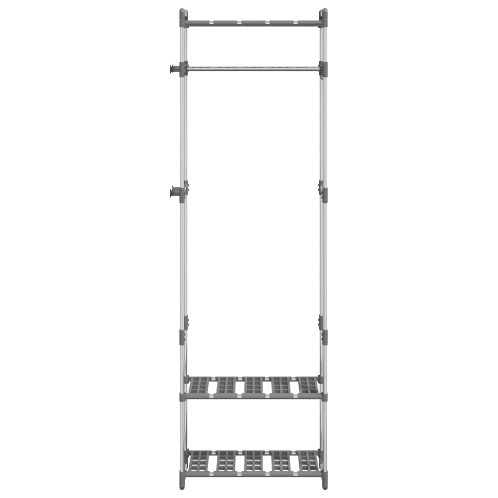 Vidaxl kledingrek 3-laags 59x29x192 cm aluminium zilverkleurig
