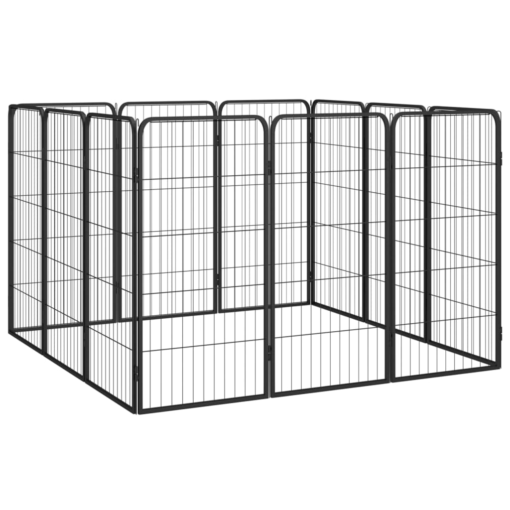 Vidaxl hondenkennel 12 panelen 50 x 100 cm gepoedercoat staal zwart