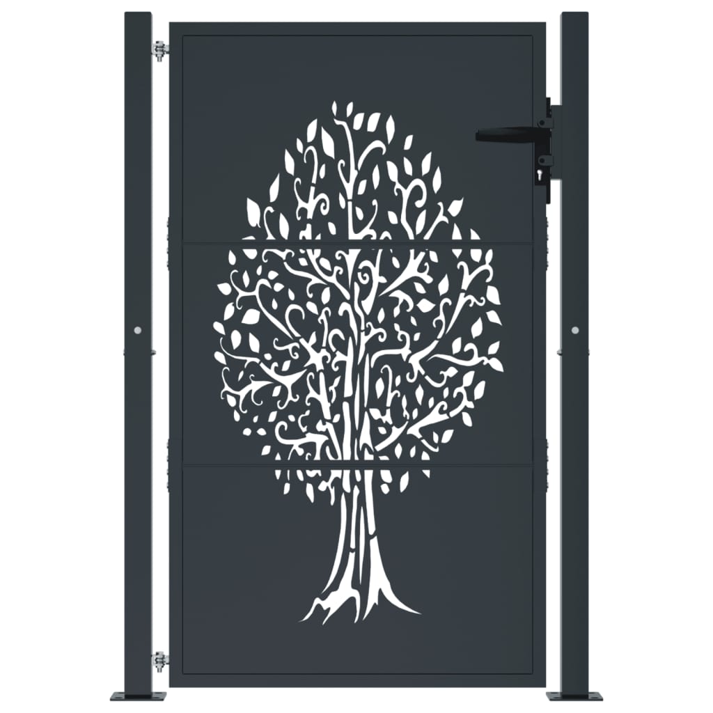 Vidaxl poort 100x150 cm met boomontwerp staal antracietkleurig