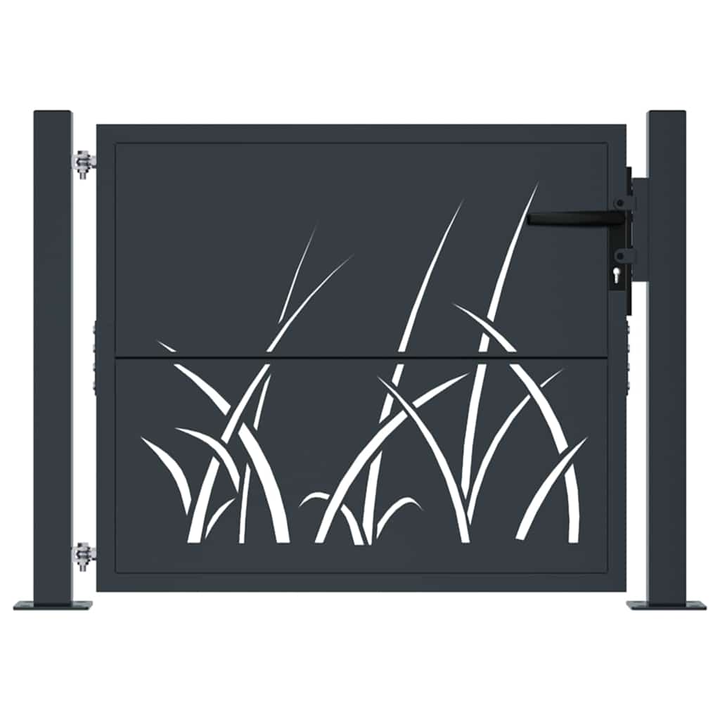 Vidaxl poort 100x100 cm met grasontwerp staal antracietkleurig