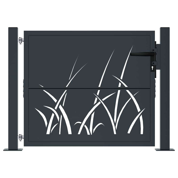 Vidaxl poort 100x100 cm met grasontwerp staal antracietkleurig