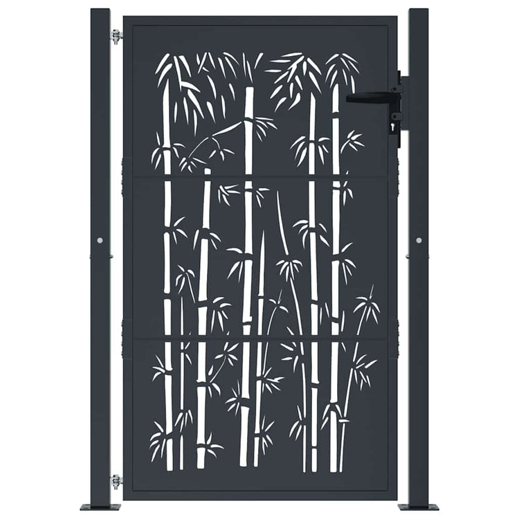 Vidaxl poort met bamboe-ontwerp 100x150 cm staal antracietkleurig