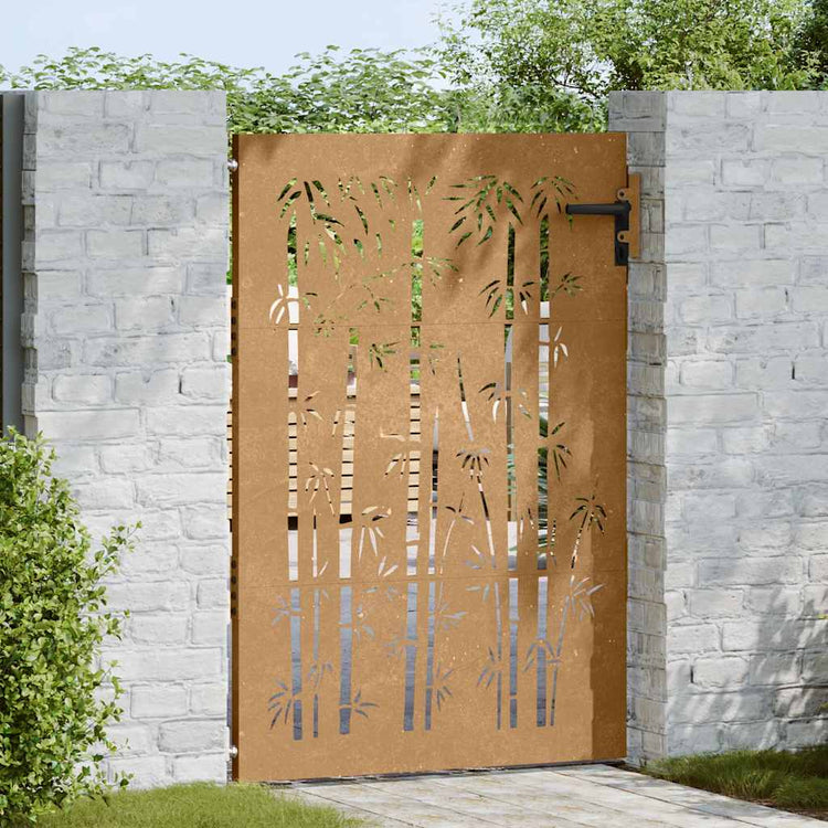 Vidaxl poort 85x125 cm bamboe-ontwerp cortenstaal