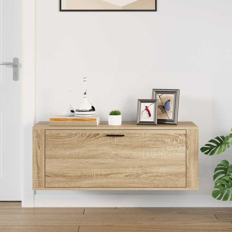 Vidaxl wandschoenenkast 100x35x38 cm bewerkt hout sonoma eiken