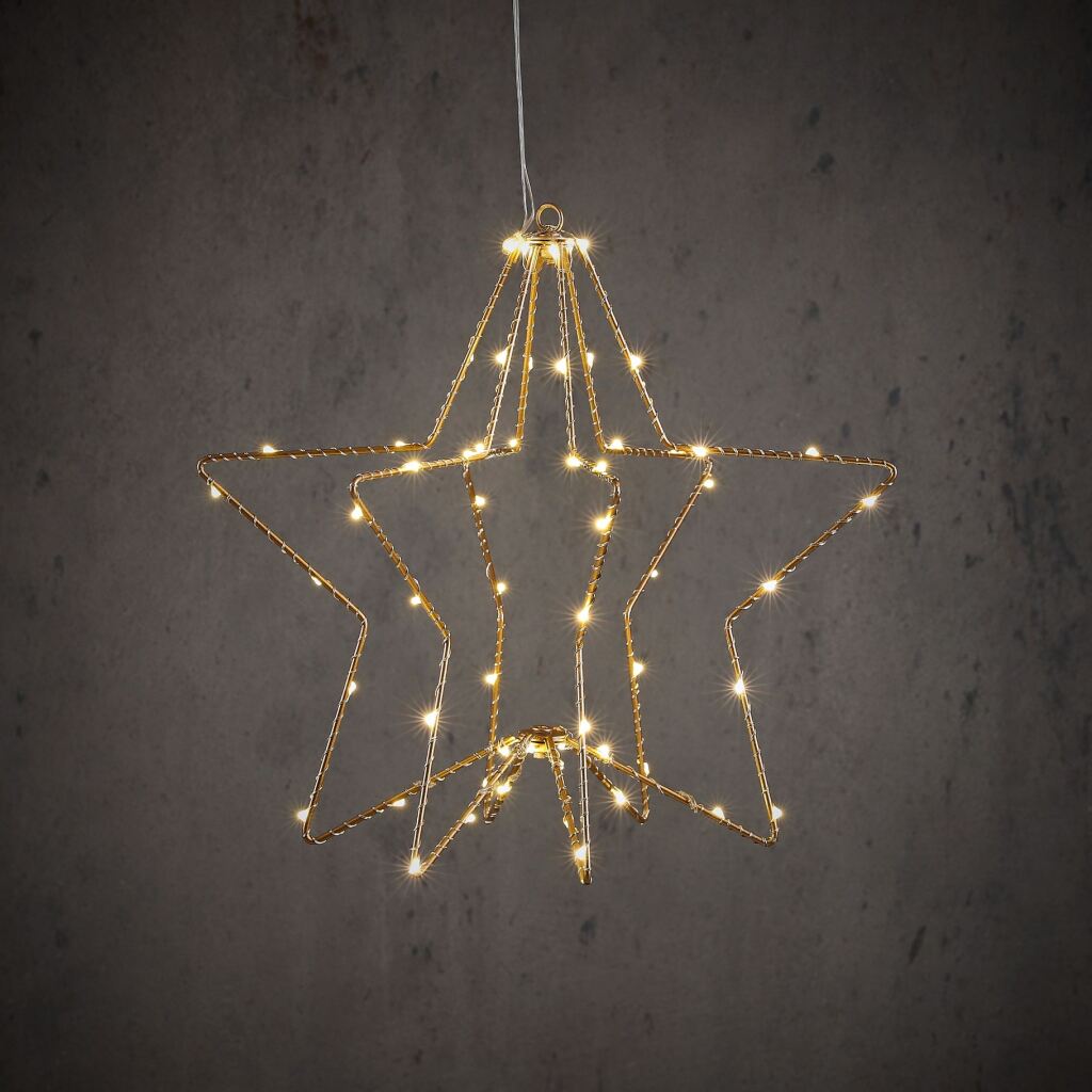Overige merken ster hangend 60 leds warm wit 32x30 cm goud