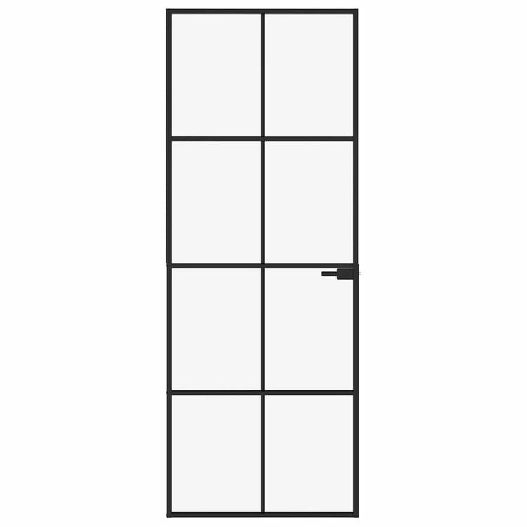 Vidaxl binnendeur 76x201,5 cm gehard glas en aluminium smal zwart