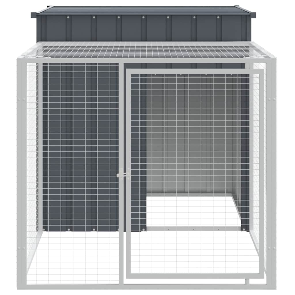Vidaxl kippenhok met ren antraciet 110x201x110 cm gegalvaniseerd staal