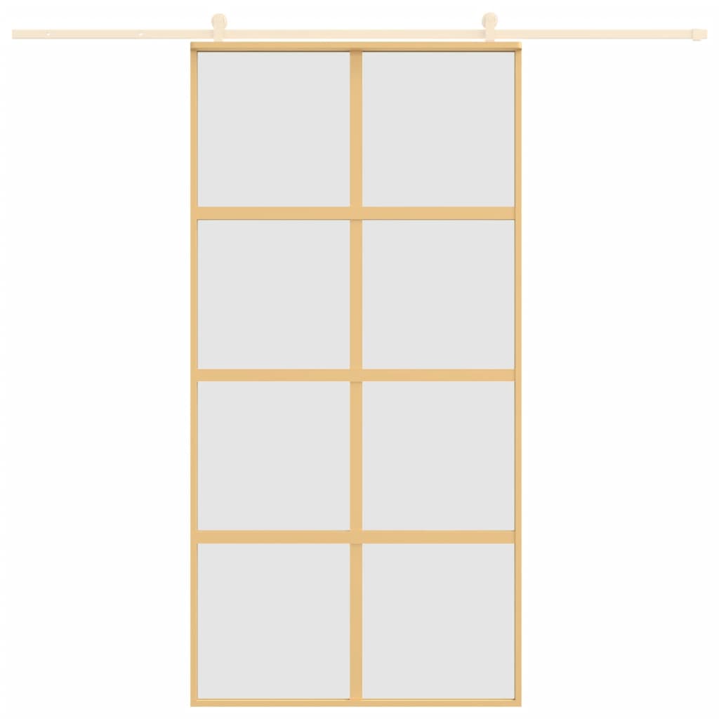 VidaXL Schuifdeur 102,5x205 cm mat ESG-glas en aluminium goudkleurig