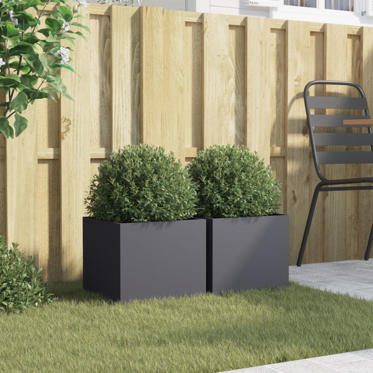 Vidaxl plantenbakken 2 st 32x30x29 cm koudgewalst staal antracietkleurig