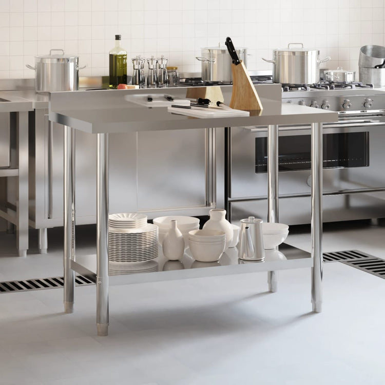 Vidaxl keukenwerktafel met spatscherm 110x55x93 cm roestvrij staal