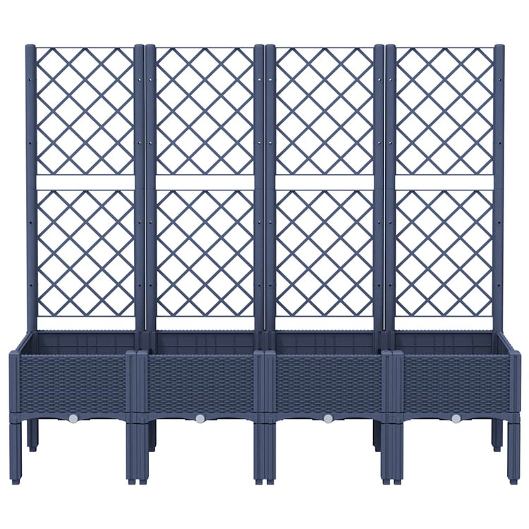 Vidaxl plantenbak met latwerk 160x40x142 cm polypropeen blauwgrijs